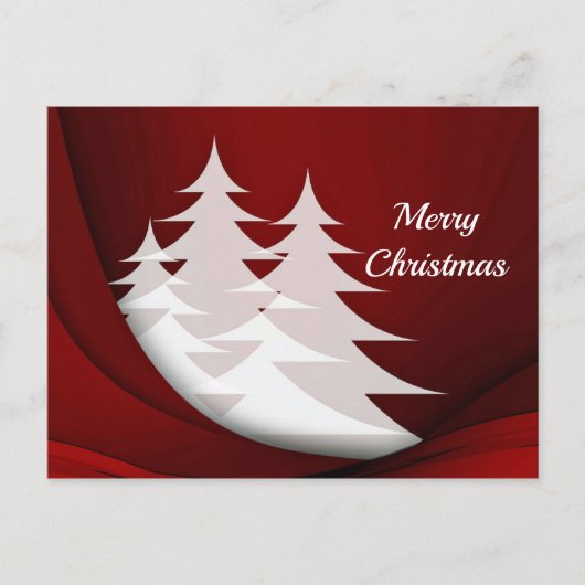Moderne weiße Bäume Rote Grafik Weihnachten Postkarte (Vorderseite)