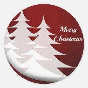 Moderne weiße Bäume Rote Grafik Weihnachten Runder Aufkleber