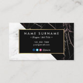 Moderne weiße BlackSilver MarmorVisitenkarte Visitenkarte (Rückseite)