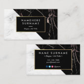 Moderne weiße BlackSilver MarmorVisitenkarte Visitenkarte (Vorne/Hinten)