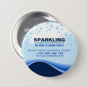 Moderne weiße blaue professionelle Reinigungsdiens Button (Vorne & Hinten)