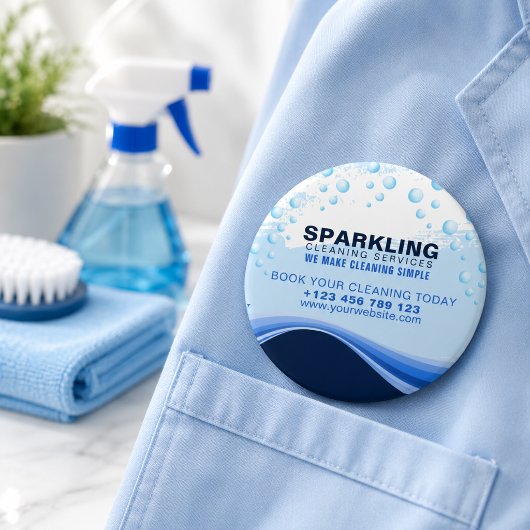 Moderne weiße blaue professionelle Reinigungsdiens Button