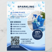 Moderne weiße blaue professionelle Reinigungsdiens Flyer (Vorne)
