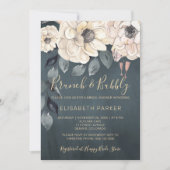 Moderne, weiße Blume, Brunch und Bubbly Einladung (Vorderseite)