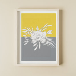 Moderne weiße Blume in Colorblock Poster