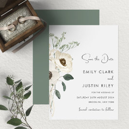 Moderne weiße Blume Save the Date Hochzeit Einladung