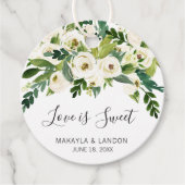 Moderne weiße Blumen Elegante Hochzeit Geschenkanhänger (Vorderseite)