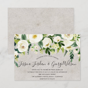 Moderne weiße Blumen elegante Hochzeitseinladung Einladung