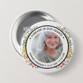 Moderne weiße Blumen - Für immer in unseren Herzen Button (Vorne & Hinten)