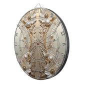 Moderne weiße Blumen Perlen Dartboard Dartscheibe (Vorderseite rechts)