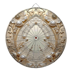 Moderne weiße Blumen Perlen Dartboard Dartscheibe
