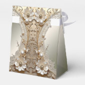 Moderne Weiße Blumen Perlen Gefallen Box Geschenkschachtel (Rückseite)