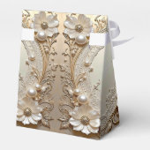 Moderne weiße Blumen Perlen Geschenkbox Geschenkschachtel (Rückseite)