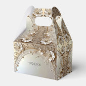 Moderne weiße Blumen Perlen Geschenkbox Geschenkschachtel (Rückseite)