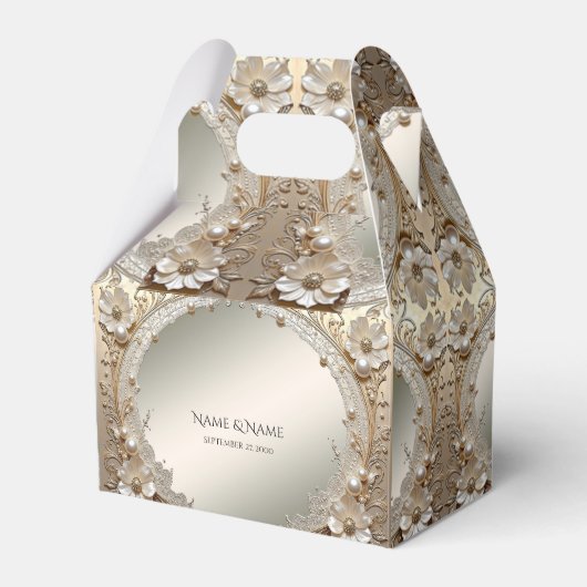 Moderne weiße Blumen Perlen Geschenkbox Geschenkschachtel (Vorderseite)