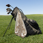 Moderne weiße Blumen Perlen Golfhandtuch (Gras)