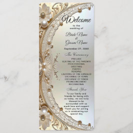 Moderne weiße Blumen Perlen Hochzeitsprogramm Programm