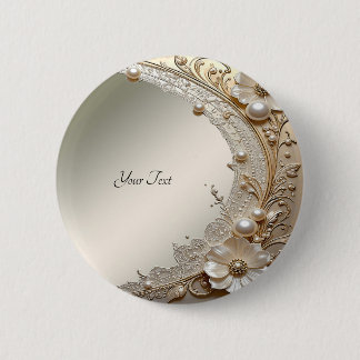 Moderne weiße Blumen Perlen Knopf Button