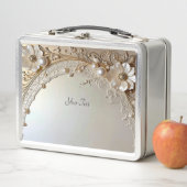 Moderne weiße Blumen Perlen Lunchbox (Beispiel)