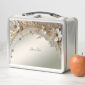 Moderne weiße Blumen Perlen Lunchbox (Beispiel)