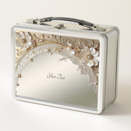 Moderne weiße Blumen Perlen Lunchbox