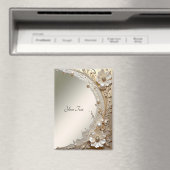 Moderne weiße Blumen Perlen Magnet (In Situ (Geschirrspüler))