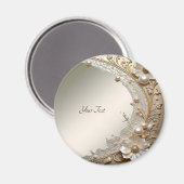 Moderne weiße Blumen Perlen Magnet (Vorderseite/Rückseite)