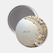 Moderne Weiße Blumen Perlen Magnet (Vorderseite/Rückseite)