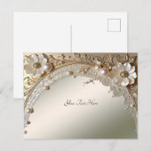 Moderne weiße Blumen Perlen Postkarte (Vorne/Hinten)