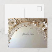 Moderne weiße Blumen Perlen Postkarte (Vorne/Hinten)