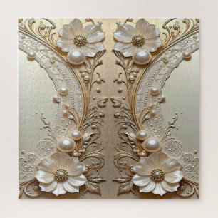 Moderne weiße Blumen Perlen Puzzle