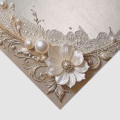 Moderne weiße Blumen Perlen Seidenpapier (Detail)