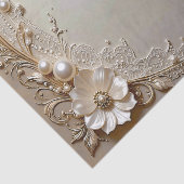 Moderne weiße Blumen Perlen Seidenpapier (Detail)