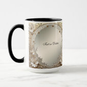 Moderne weiße Blumen Perlen Tasse (Links)
