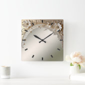 Moderne weiße Blumen Perlen Wanduhr (Zuhause)