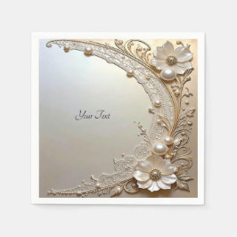 Moderne weiße Blumenperlen Serviette