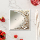 Moderne weiße Blumenperlen Serviette (Beispiel)