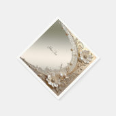 Moderne weiße Blumenperlen Serviette (Ecke)