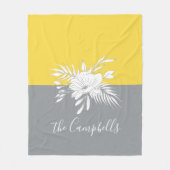 Moderne weiße Blüte Personalisiert in Colorblock Fleecedecke (Vorderseite)