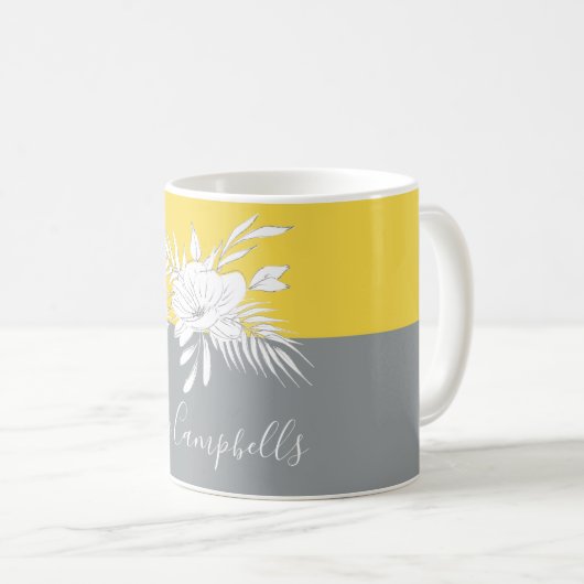Moderne weiße Blüte Personalisiert in Colorblock Kaffeetasse (VorderseiteRechts)
