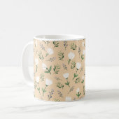 Moderne weiße Blüten Kaffeetasse (Vorderseite Links)