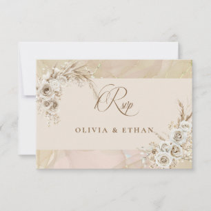 Moderne Weiße Boho-Floralbogen-Hochzeits-Antwortka