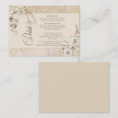 Moderne Weiße Boho Florale Hochzeits-Dekorationska Begleitkarte (Vorne/Hinten)