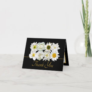 Moderne weiße botanische Blumen Eleganter Dank Karte