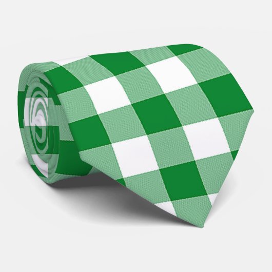 Moderne, weiße Büffel-Karos Kariert Krawatte (Gerollt)