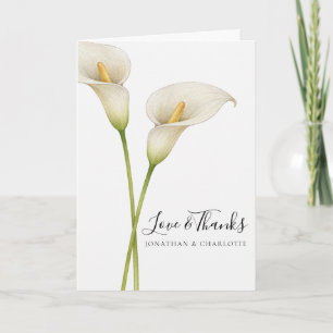 Moderne weiße Calla-Lilie-Blumenhochzeit Dankeskarte