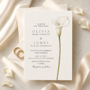 Moderne weiße Calla-Lilie Minimalistische Hochzeit Einladung