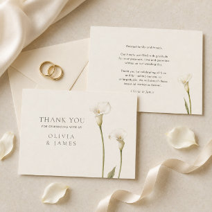 Moderne weiße Calla-Lilien-Hochzeits-Dankeskarten Dankeskarte