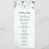 Moderne weiße Calla Lily Blumenzeremonie Programm (Rückseite)