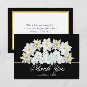 Moderne Weiße Clematis-Rosen-Brautdusche-Dankeschö Dankeskarte